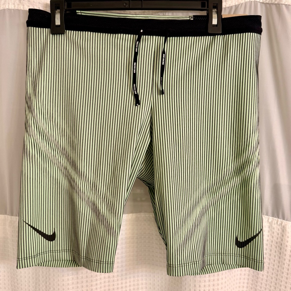 Nike DRI-FIT ADV Racing 1/2 length running tights. XL NWT/ LIME/Black/Silver